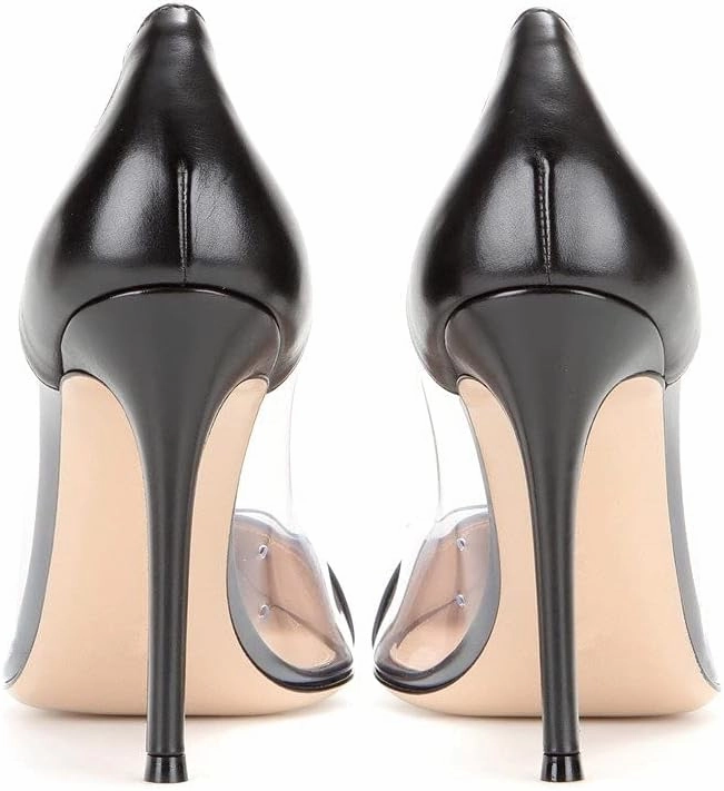 Eldof Womens High Heel Clear Pumps | 10cm Pointed Cap Toe Transparent PVC Stilettos | Wedding Dress Event Pumps Shoes
