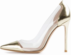 Eldof Womens High Heel Clear Pumps | 10cm Pointed Cap Toe Transparent PVC Stilettos | Wedding Dress Event Pumps Shoes