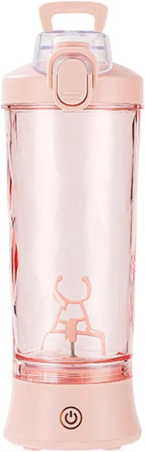 Electric Protein Shaker Bottle,Portable Pre Workout Whey Protein Drink Cup,Mixes Cocktails Smoothies Shakes -USB Rechargeable(pink colour)