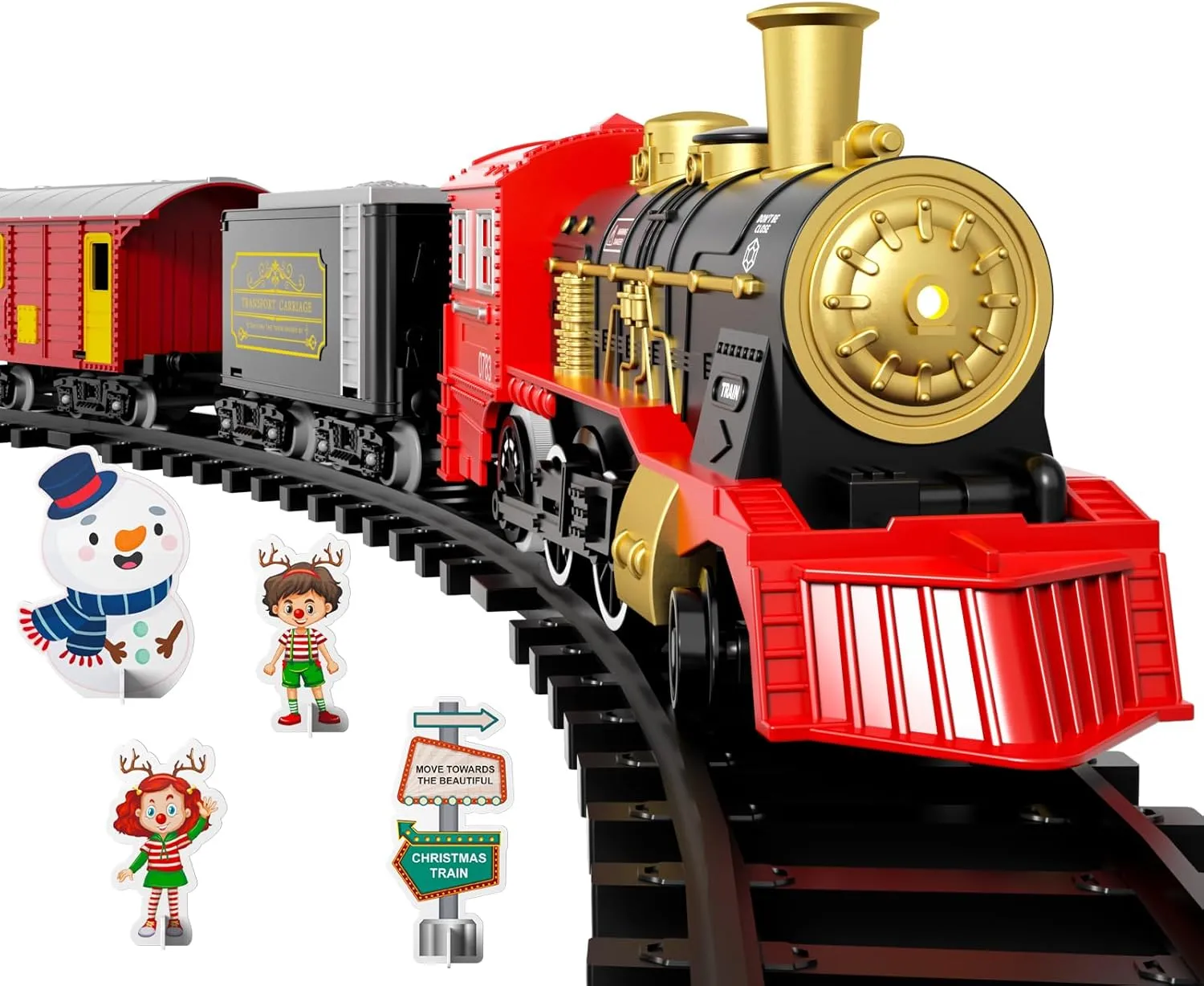 Electric Train Set for Kids, Classic Christmas Train Toys Set for Boys Girls Steam Locomotive Engine, Lights & Sound, Tracks, Birthday Toy for Age 3 4 5 6 7 8 9 Years Old Kids