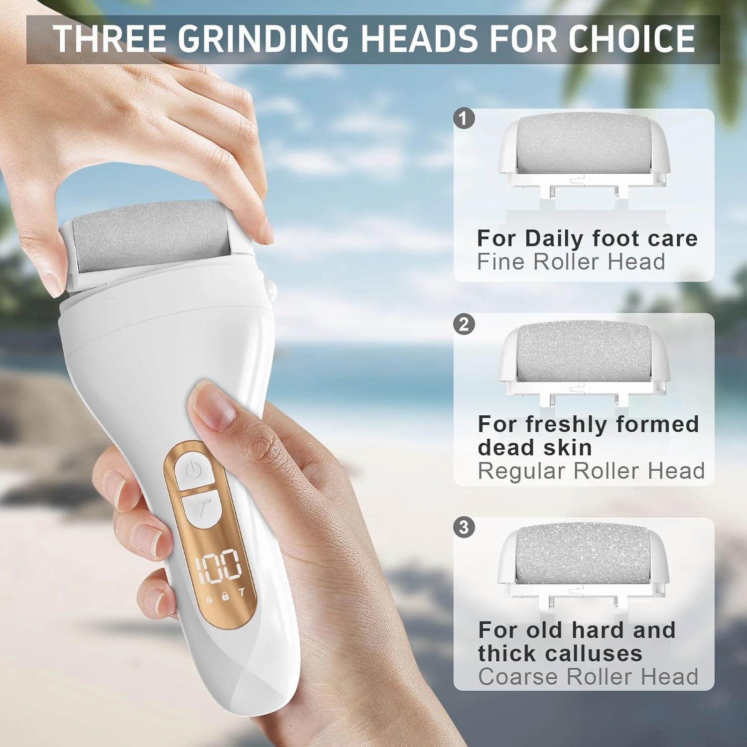 Electric Callus Remover for Feet,Rechargeable Electronic Foot File Pedicure Tools,Professional Waterproof Foot Scrubber File,Portable Pedi Feet Care for Cracked Heels &Dead Skin with LCD Display