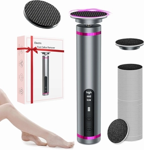 Electric Foot Callus Remover: 2600mah Rechargeable Electric Foot File with 2 Types Grinding Head, 3 Adjustable Speeds 60 PCS Sandpaper Discs, Heel Dead Skin Sander, Women Pedicure Foot Spa Kit Tools