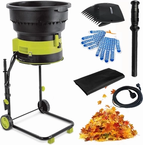 Electric Leaf Crusher Garden Shredder, 2500w Compost Shredder with Wheeled Leaf Crusher, Leaf rake, Storage Bag, 8000rpm Shredder, for Yard cleanup (10m)