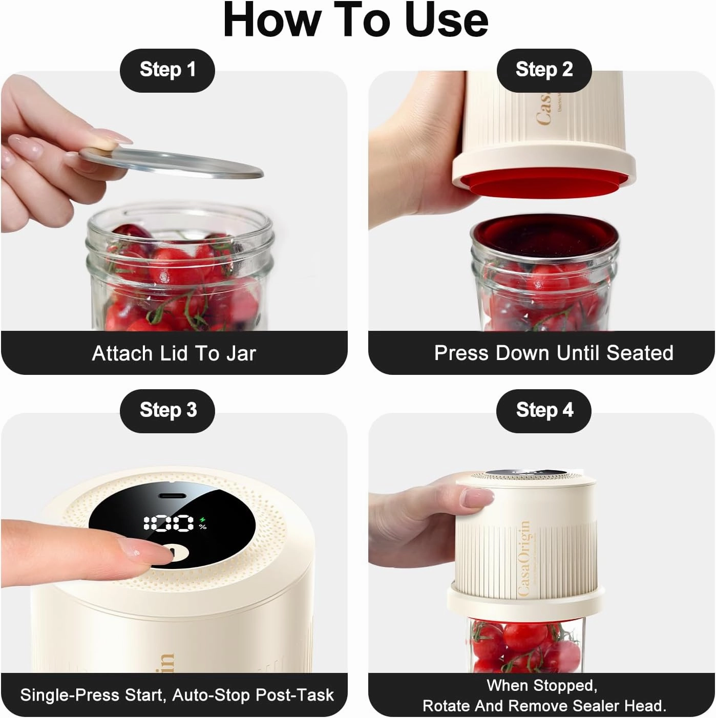 Electric Mason Jar Vacuum Sealer Kit with 10 Canner lids and Can Opener for Regular and Wide Mouth Jars