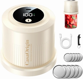 Electric Mason Jar Vacuum Sealer Kit with 10 Canner lids and Can Opener for Regular and Wide Mouth Jars