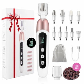 Electric Nail File Set, 9 in 1 Professional Manicure and Pedicure Kit, Cordless Nail Drill for Feet, LCD Display 10 Speeds Electric Nail Drill Machine, Hand Foot Care Tool