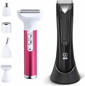 Electric Razor for Women Men,Removal for Body Nose Hair Trimmer Face Shavers Eyebrow Legs Armpit Bikini Ball Area Pubic Underarms Painless Rechargeable Portable Razors Set for Full Body Grooming