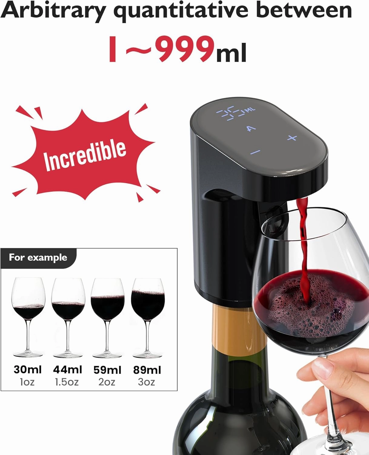 Electric Wine Decanter Aerator Dispenser Pourer Whiskey Adjustable Quantity Liquor Wine Pump Birthday Gift for Men Women Mom Dad Boss Brother Husband Funny Unique Gifts for Him (Black)