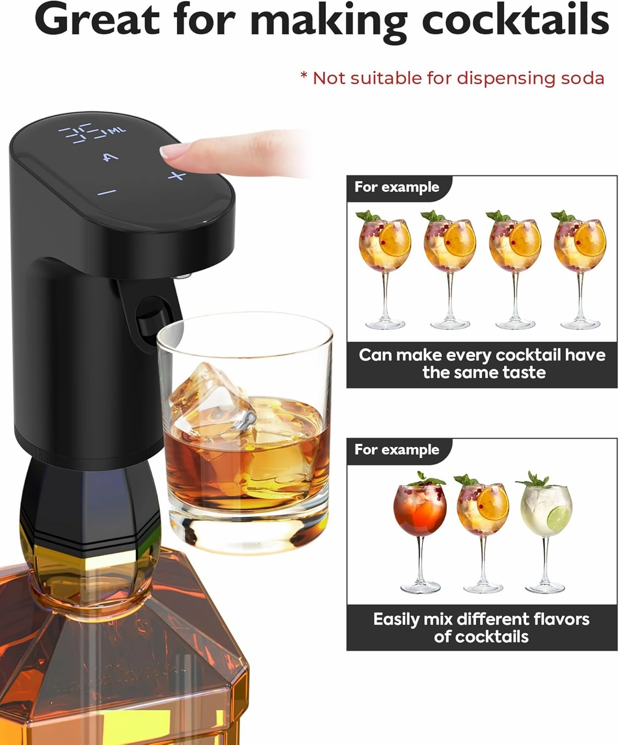 Electric Wine Decanter Aerator Dispenser Pourer Whiskey Adjustable Quantity Liquor Wine Pump Birthday Gift for Men Women Mom Dad Boss Brother Husband Funny Unique Gifts for Him (Black)