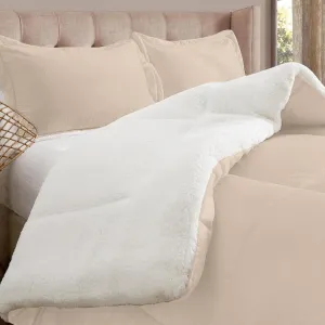 Elegant Comfort Super Soft Sherpa Comforter 2-Piece Set Premium Quality, Heavy Weight Reversible Down Alternative Micro-Suede, Sherpa Comforter, Twin XL, Taupe