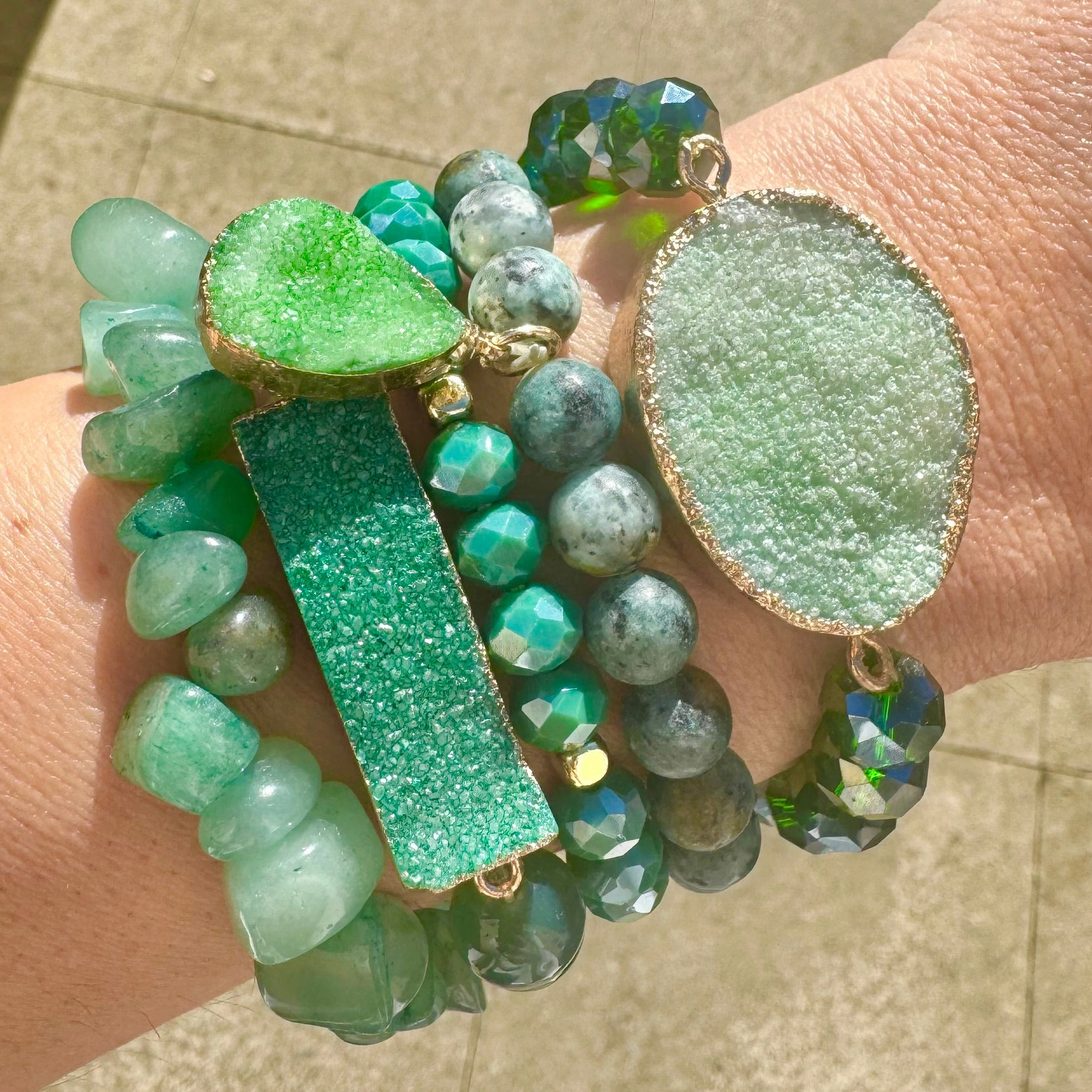 Emerald Stack of 5 Bracelets (Pre-order del w/c 2nd June)