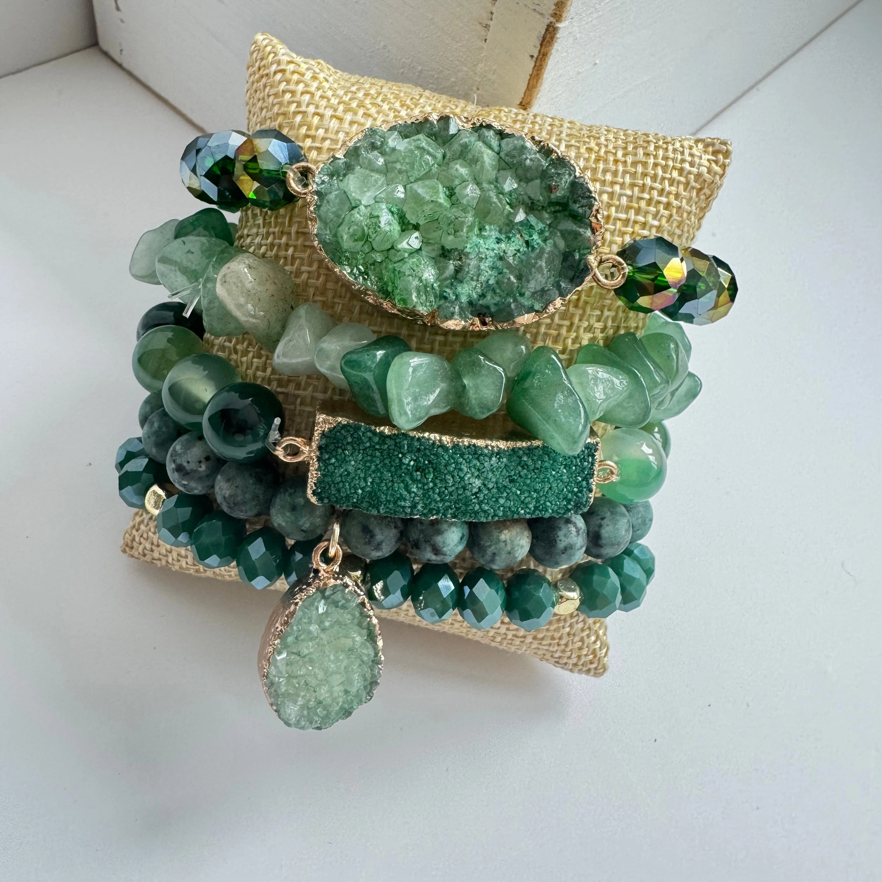 Emerald Stack of 5 Bracelets (Pre-order del w/c 2nd June)