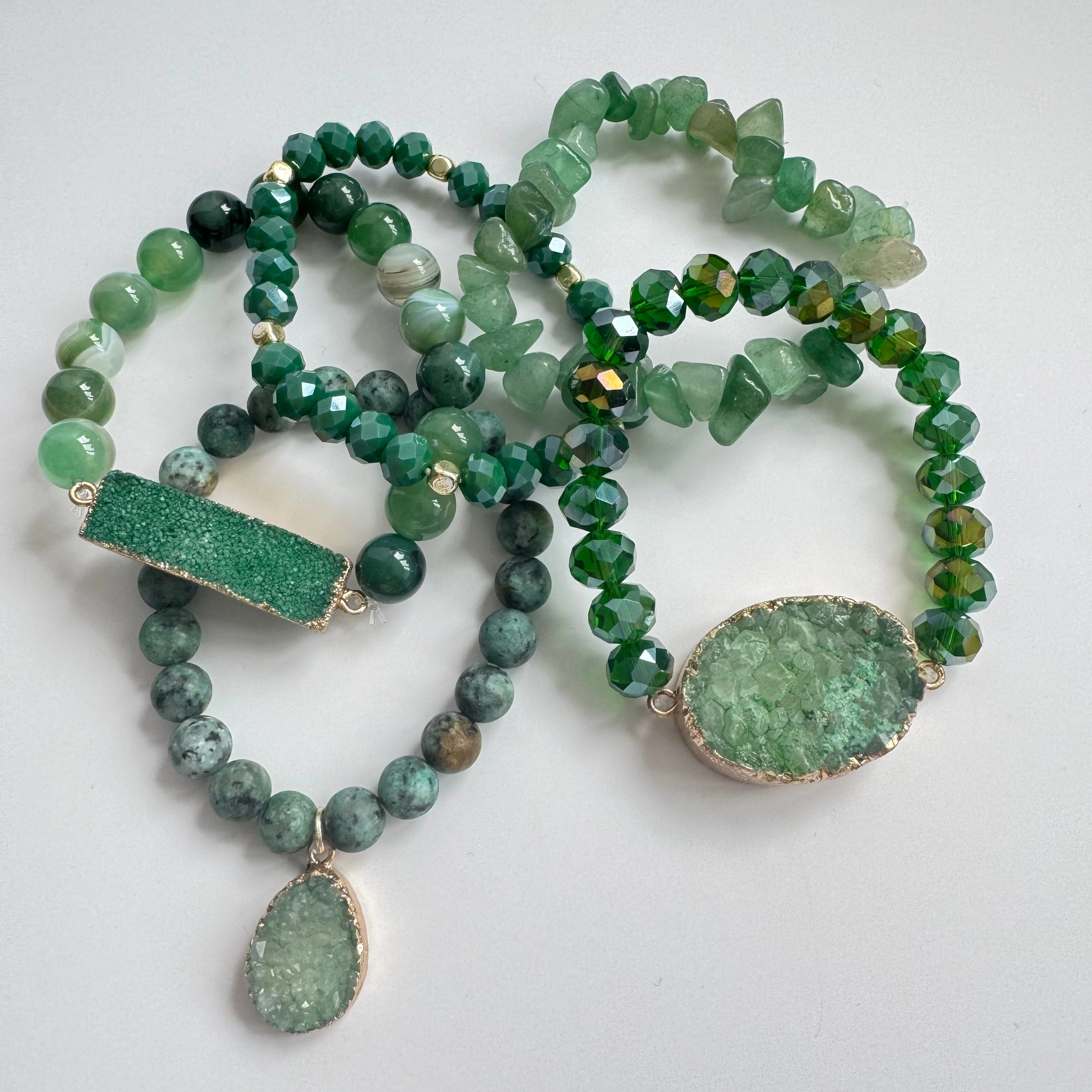 Emerald Stack of 5 Bracelets (Pre-order del w/c 2nd June)