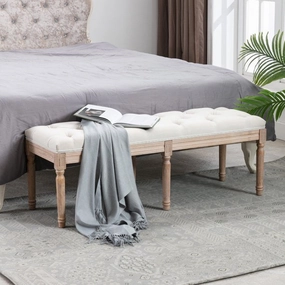 End of Bed Bench Upholstered Entryway Bench French Benchwith Rubberwood Legs
