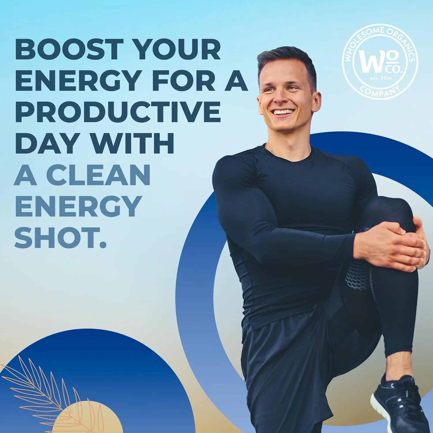Energy Shots - Healthy Natural Energy Boost | Clean Caffeine from Yerba Mate & Guarana | Ashwagandha & Vitamins for Focus, Clarity & Stress Relief | Sugar-Free, Blue Raspberry 2oz Shot (12-Pack)
