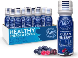 Energy Shots - Healthy Natural Energy Boost | Clean Caffeine from Yerba Mate & Guarana | Ashwagandha & Vitamins for Focus, Clarity & Stress Relief | Sugar-Free, Blue Raspberry 2oz Shot (12-Pack)