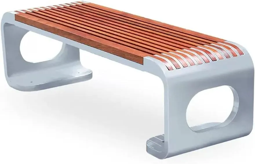 ENGENDER Outdoor Bench Outdoor Park Chair Garden Solid Wood Leisure Chair Home Garden Open-air Seat Stainless Steel Outdoor Rest Bench Garden Bench (Color : B)