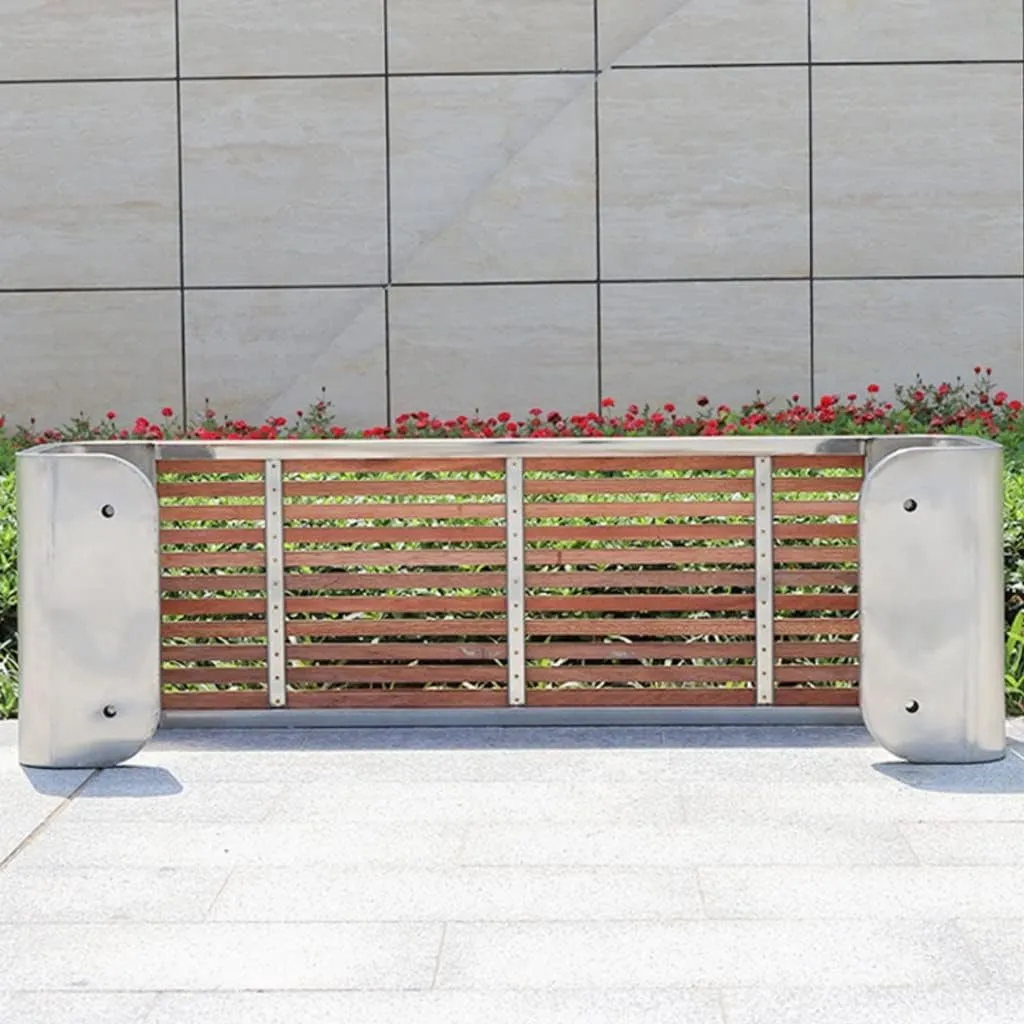 ENGENDER Outdoor Bench Outdoor Park Chair Garden Solid Wood Leisure Chair Home Garden Open-air Seat Stainless Steel Outdoor Rest Bench Garden Bench (Color : B)