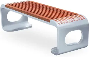 ENGENDER Outdoor Bench Outdoor Park Chair Garden Solid Wood Leisure Chair Home Garden Open-air Seat Stainless Steel Outdoor Rest Bench Garden Bench (Color : B)