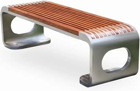 ENGENDER Outdoor Bench Outdoor Park Chair Garden Solid Wood Leisure Chair Home Garden Open-air Seat Stainless Steel Outdoor Rest Bench Garden Bench (Color : A)