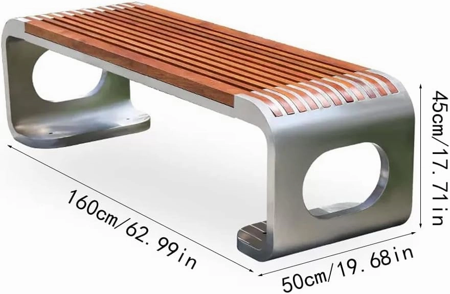 ENGENDER Outdoor Bench Outdoor Park Chair Garden Solid Wood Leisure Chair Home Garden Open-air Seat Stainless Steel Outdoor Rest Bench Garden Bench (Color : A)