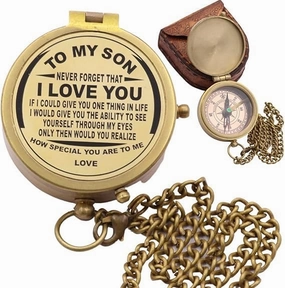 Engraved Compass to Son, Dad to Son Compass, Mom to Son Compass, I Love You Gifts from a Mom/Dad to Son, Son Birthday Gifts, Graduation Day Gifts for Son, Confirmation Gifts for Son