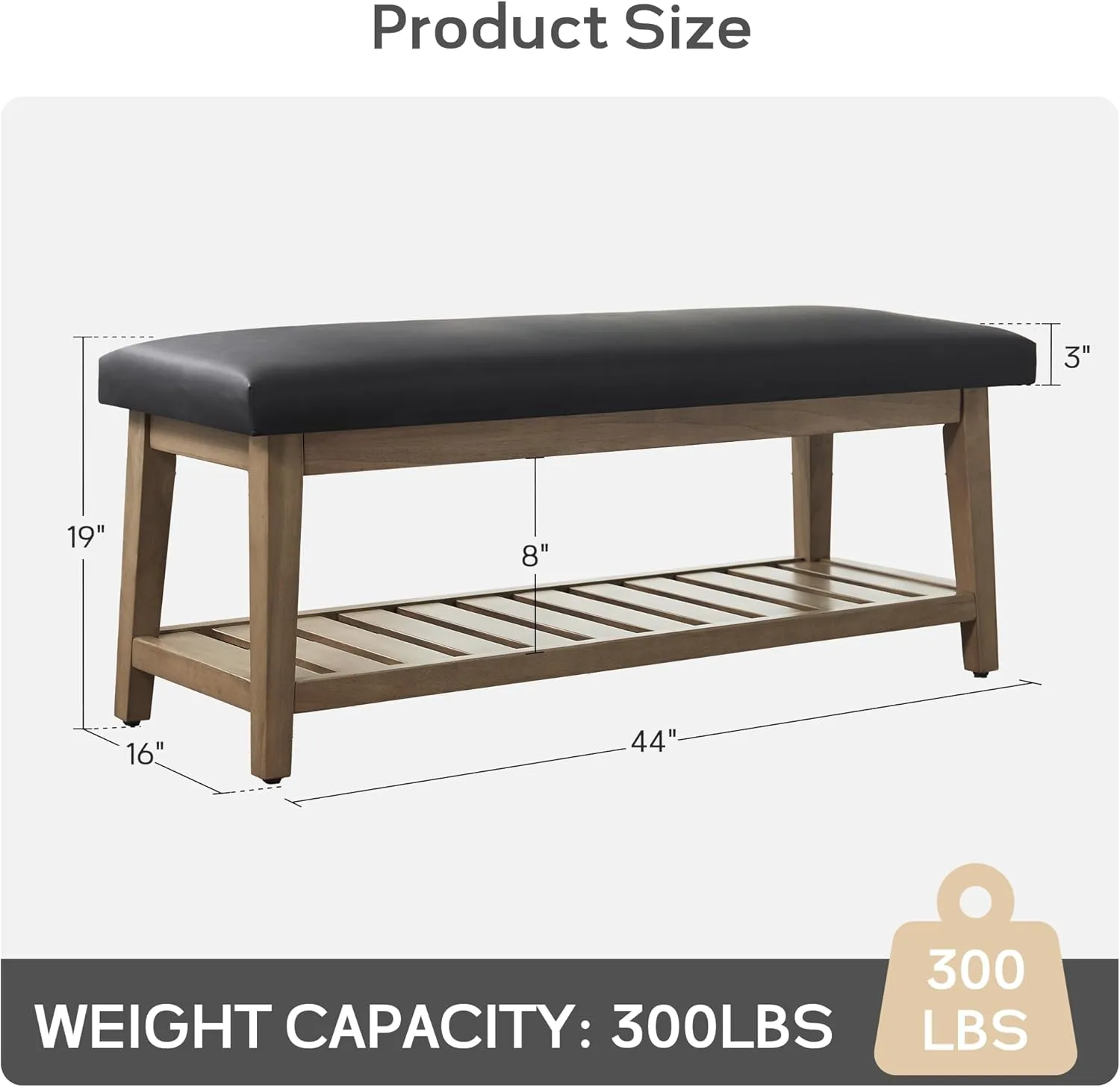 Entryway Bench, Chenille Upholstered Shoe Benches for Bedroom, Ottoman Bench with Solid Wood Shelf, Storage Bench for Hallway, Living Room(Black)