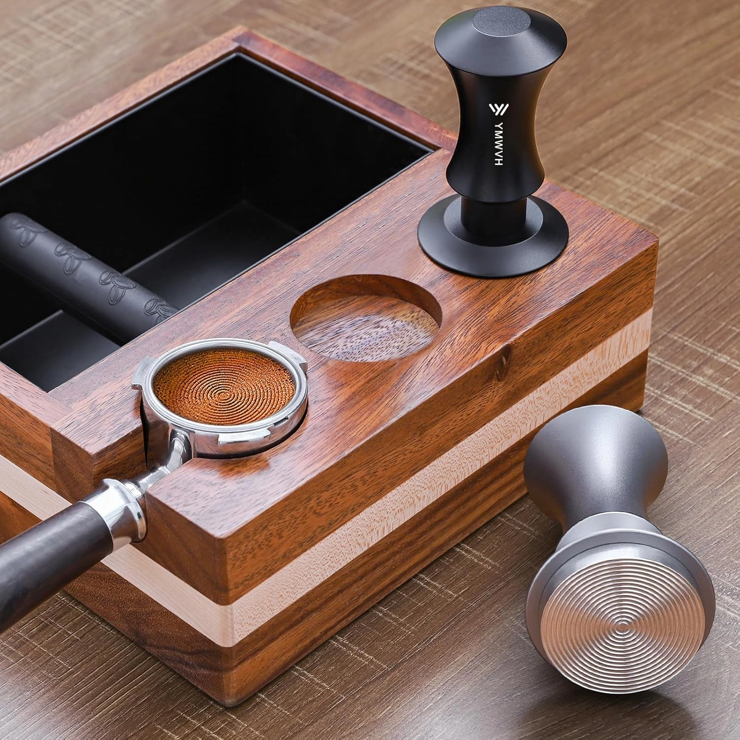 Espresso Tamper 58.3mm with 20lb/30lbs Replacement Springs Tamper Black, Premium Barista Coffee Tamper With 100% Stainless Steel Ripple Base, Compatible with Rancilio, Gaggia Portafilter, E61 Group