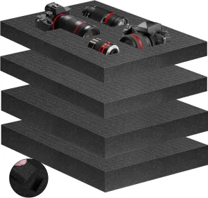Eunice Apart Foam Insert,4pcs Polyurethane Pre Cube Pick and Pluck Foam Sheets with Bottom Use for Boxes Cases Padding Camera, Board Game Box(2pcs-16 * 12 * 1.5 in  2pcs-16 * 12 * 2 in)