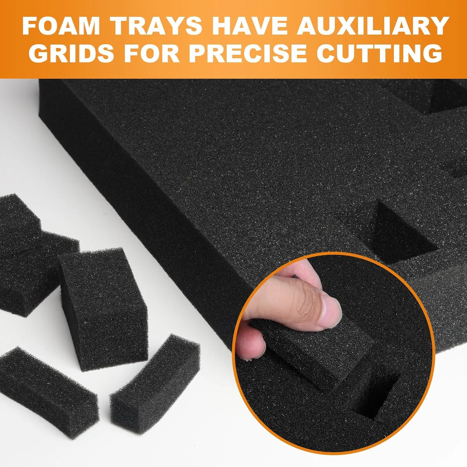 Eunice Apart Foam Insert,4pcs Polyurethane Pre Cube Pick and Pluck Foam Sheets with Bottom Use for Boxes Cases Padding Camera, Board Game Box(2pcs-16 * 12 * 1.5 in  2pcs-16 * 12 * 2 in)