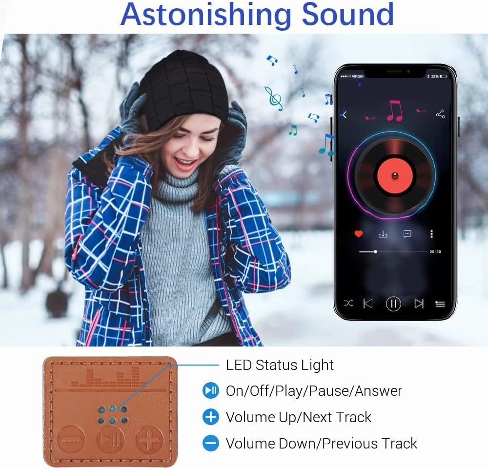 EverPlus Bluetooth Beanie for Men Hat Women Men Gifts Stocking Stuffers Adults
