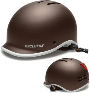 Exclusky Bike Helmet for Adults,Adjustable Cycling Helmet for Men & Women Safety Certified Bicycle Helmet for Commuting, Road Biking, Skating with USB Rechargeable Rear Light