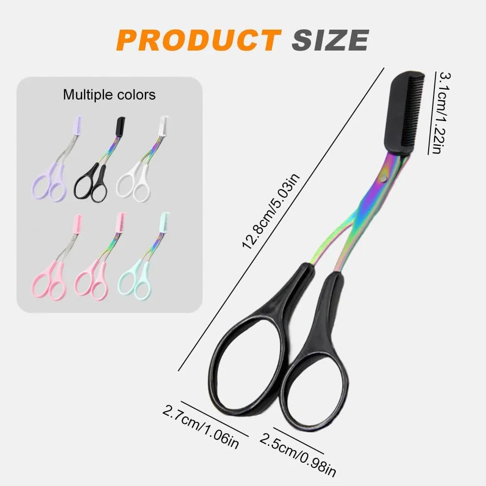 Eyebrow Trimmer Scissor, 2025 New Eyebrow Scissors with Comb Eyebrow Trimmer for Women Men, Eyebrow Trimming Scissors Hair Removal Tool Makeup Tool (Black)