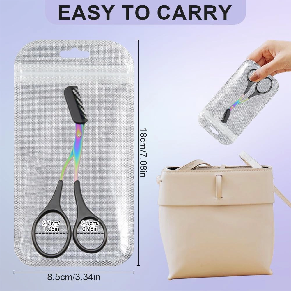 Eyebrow Trimmer Scissor, 2024 New Non-Slip Eyebrow Scissors with Comb, Eyebrow Trimmer for Women Men, Eye Brow Razors Eyebrow Cutter Eye Brow Shaper Trimming Scissors Makeup Tool (Purple)