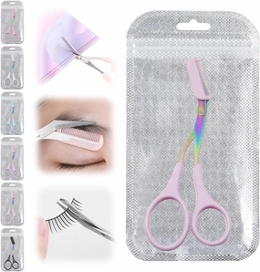 Eyebrow Trimmer Scissor, 2024 New Non-Slip Eyebrow Scissors with Comb, Eyebrow Trimmer for Women Men, Eye Brow Razors Eyebrow Cutter Eye Brow Shaper Trimming Scissors Makeup Tool (Purple)