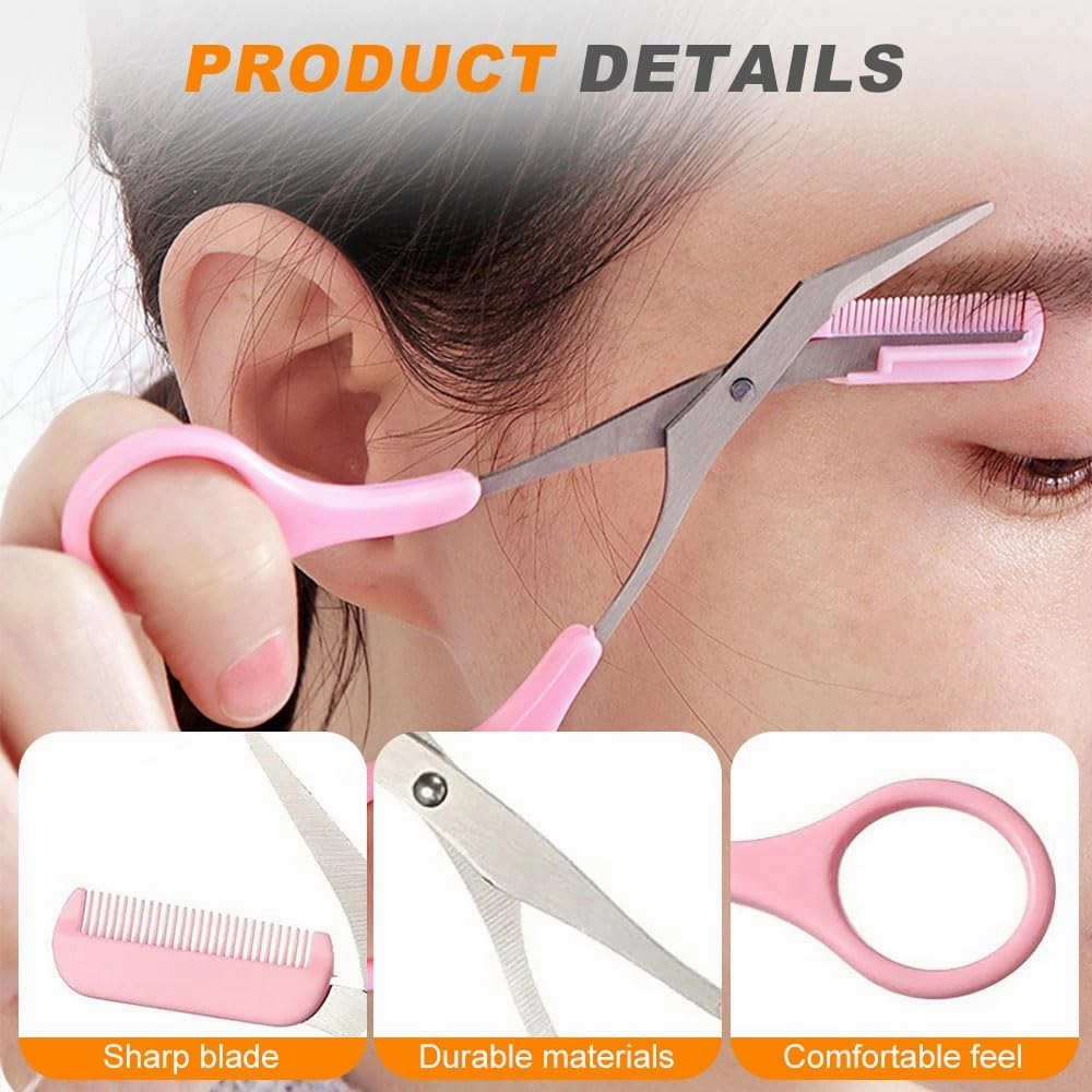 Eyebrow Trimmer Scissor, 2025 New Eyebrow Scissors with Comb Eyebrow Trimmer for Women Men, Eyebrow Trimming Scissors Hair Removal Tool Makeup Tool (Purple)