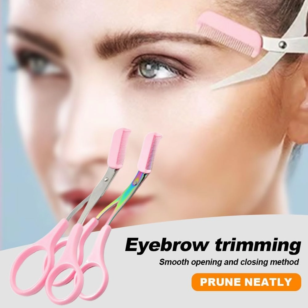 Eyebrow Trimmer Scissor, 2025 New Eyebrow Scissors with Comb Eyebrow Trimmer for Women Men, Eyebrow Trimming Scissors Hair Removal Tool Makeup Tool (Purple)