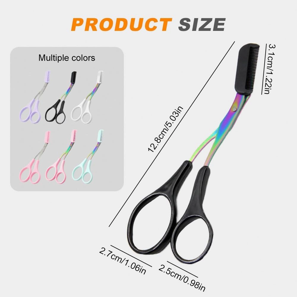 Eyebrow Trimmer Scissor, 2025 New Eyebrow Scissors with Comb Eyebrow Trimmer for Women Men, Eyebrow Trimming Scissors Hair Removal Tool Makeup Tool (Purple)