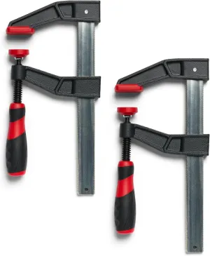F-Style Bar Clamp - Home Improvement Hand Tool Set - Adjustable Clamps for Woodworking & More - 6" HD 2 Pack