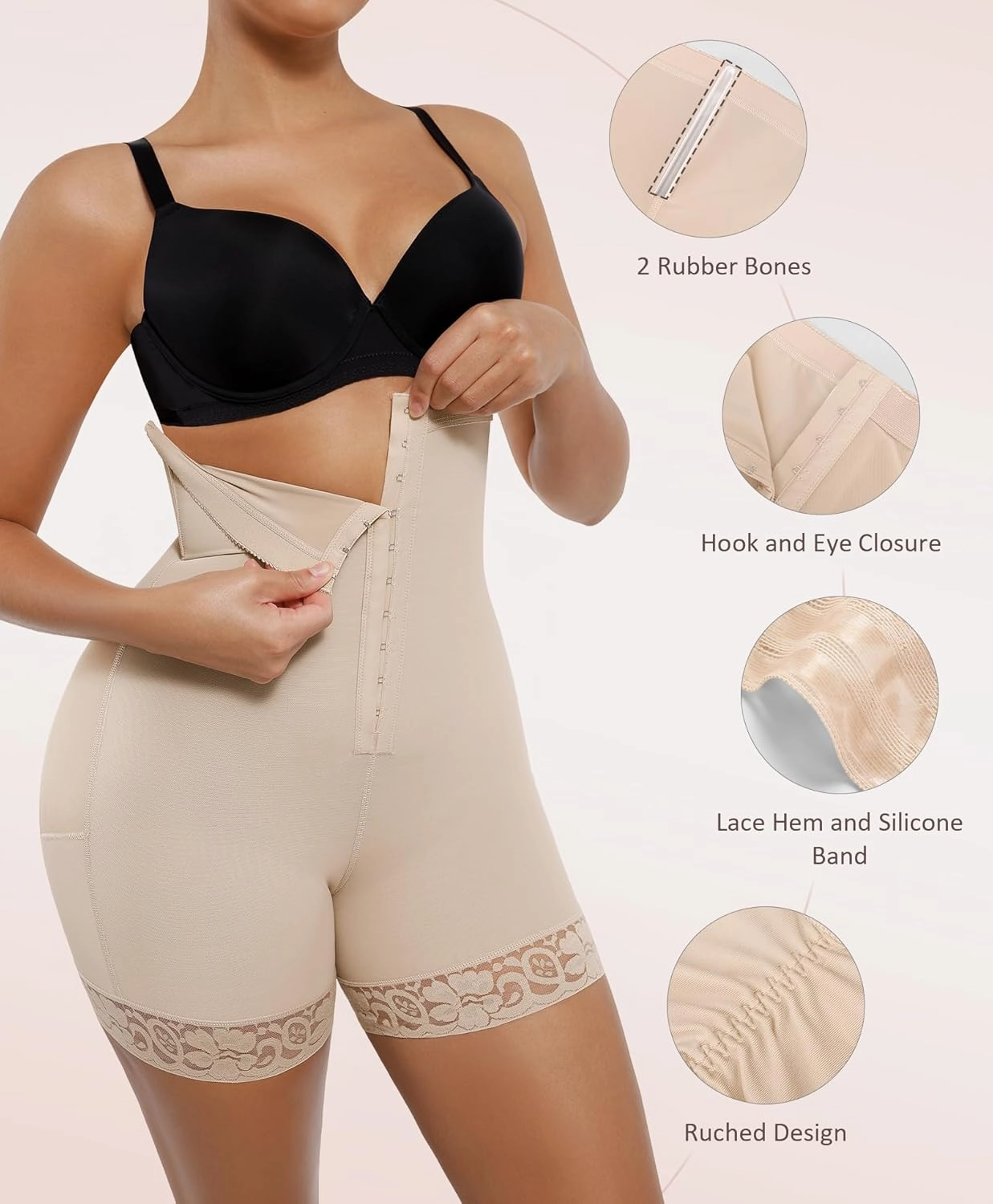 FeelinGirl Butt Lifter Shapewear Tummy Control Shorts Body Shaper for Women with Lace Trim