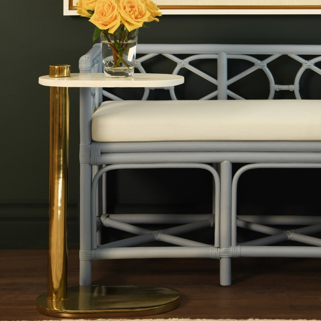 Fernandina Light Blue Rattan Bench