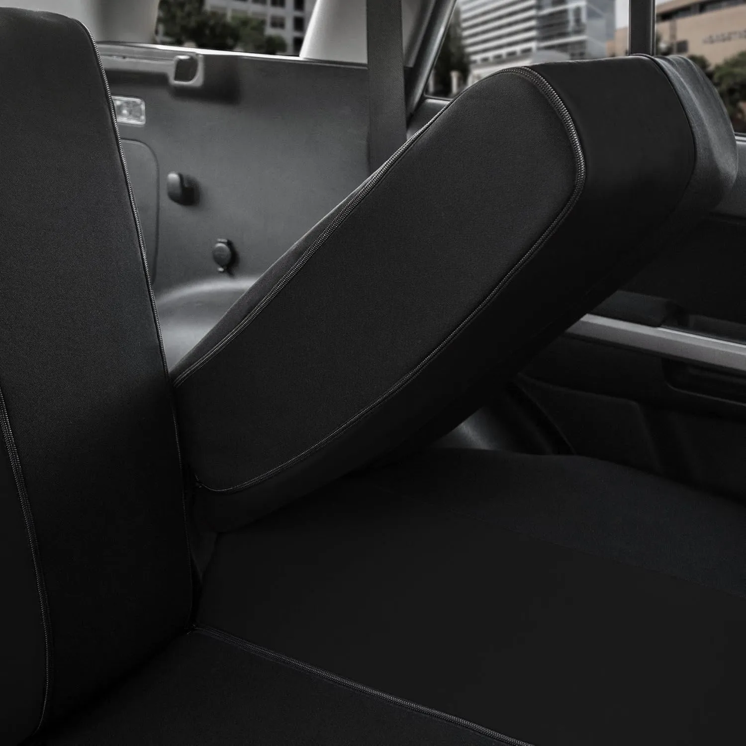 FH Group Back Seat Cloth Car Seat Cover - Universal Fit Rear Seat Covers for Cars with Rear Split Bench, Car Interior Accessories for SUV, Sedan, Van, Black