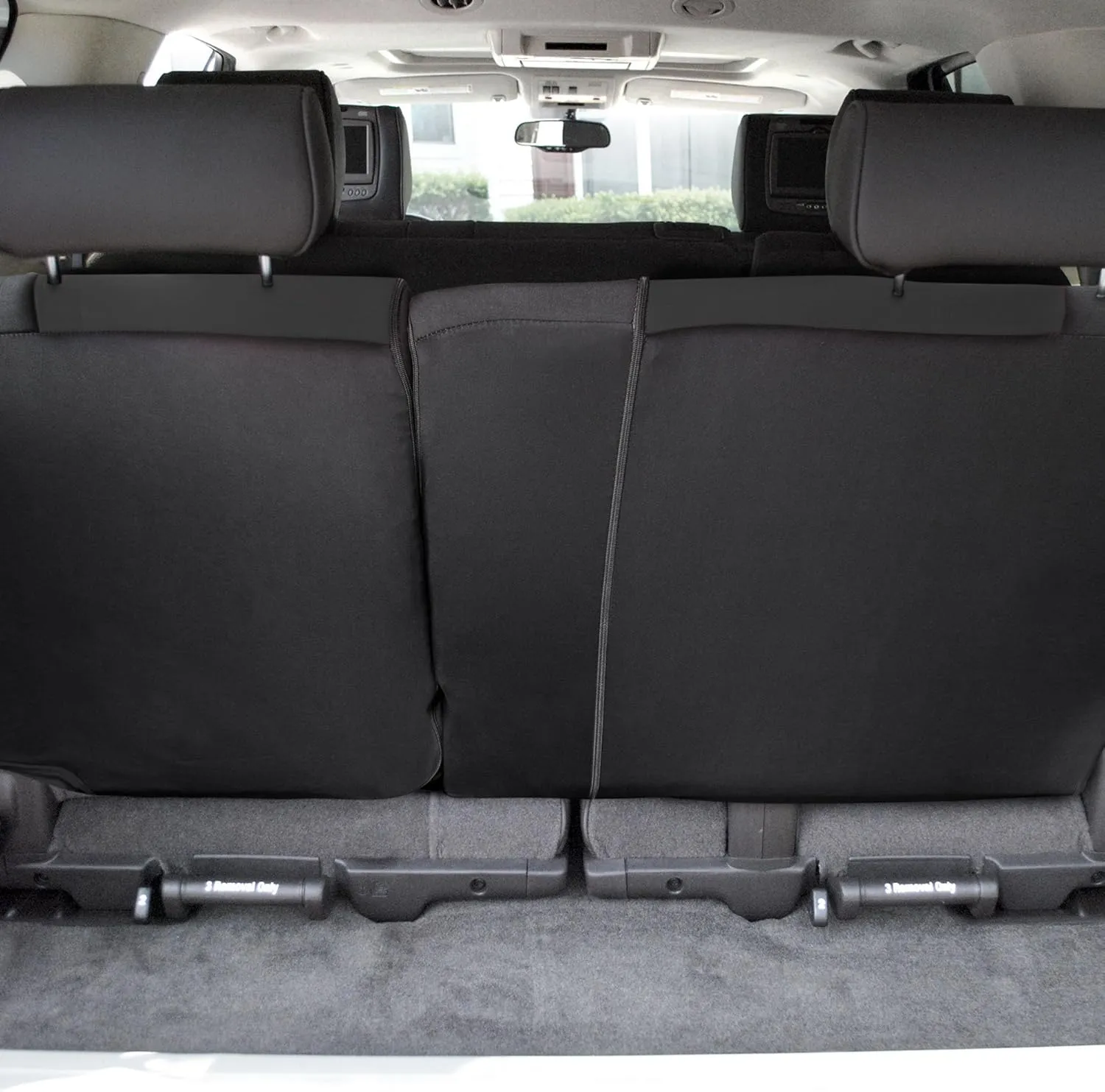 FH Group Back Seat Cloth Car Seat Cover - Universal Fit Rear Seat Covers for Cars with Rear Split Bench, Car Interior Accessories for SUV, Sedan, Van, Black