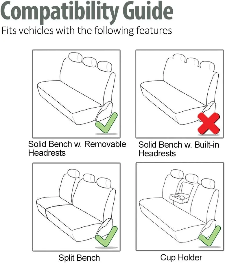 FH Group Back Seat Cloth Car Seat Cover - Universal Fit Rear Seat Covers for Cars with Rear Split Bench, Car Interior Accessories for SUV, Sedan, Van, Black