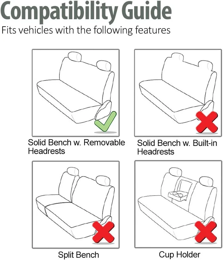 FH Group Car Seat Cover Rear Seat Cover for Back Seat Cloth - Universal Fit for Cars with Solid Bench, Black Car Seat Protector for Dogs and Kids, Car Interior Accessories for SUV, Sedan and Van