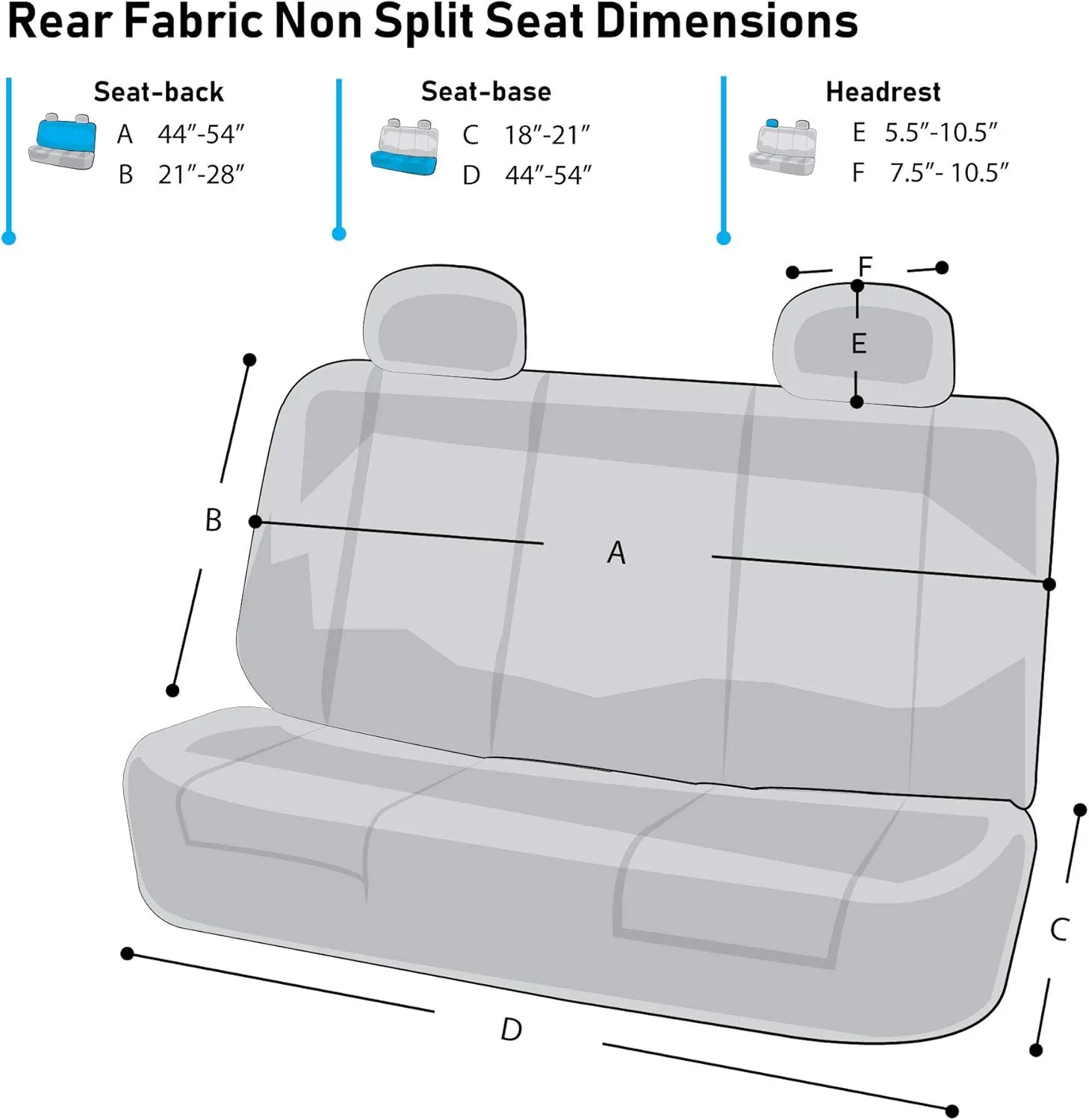 FH Group Car Seat Cover Rear Seat Cover for Back Seat Cloth - Universal Fit for Cars with Solid Bench, Black Car Seat Protector for Dogs and Kids, Car Interior Accessories for SUV, Sedan and Van