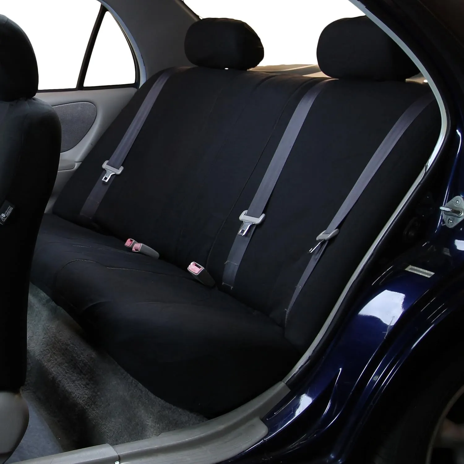 FH Group Car Seat Cover Rear Seat Cover for Back Seat Cloth - Universal Fit for Cars with Solid Bench, Black Car Seat Protector for Dogs and Kids, Car Interior Accessories for SUV, Sedan and Van
