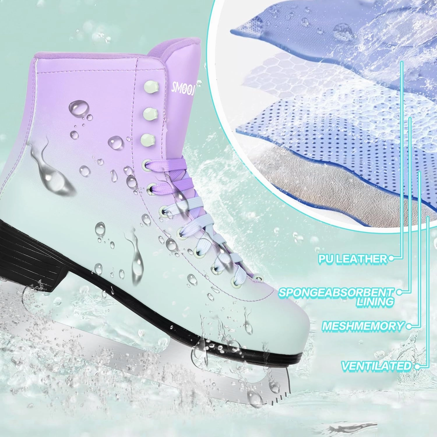 Figure Skates for Women and Men Classic Ice Skates Indoor Outdoor Lace-Up Fun Ice Skate Shoes for Kids Adult