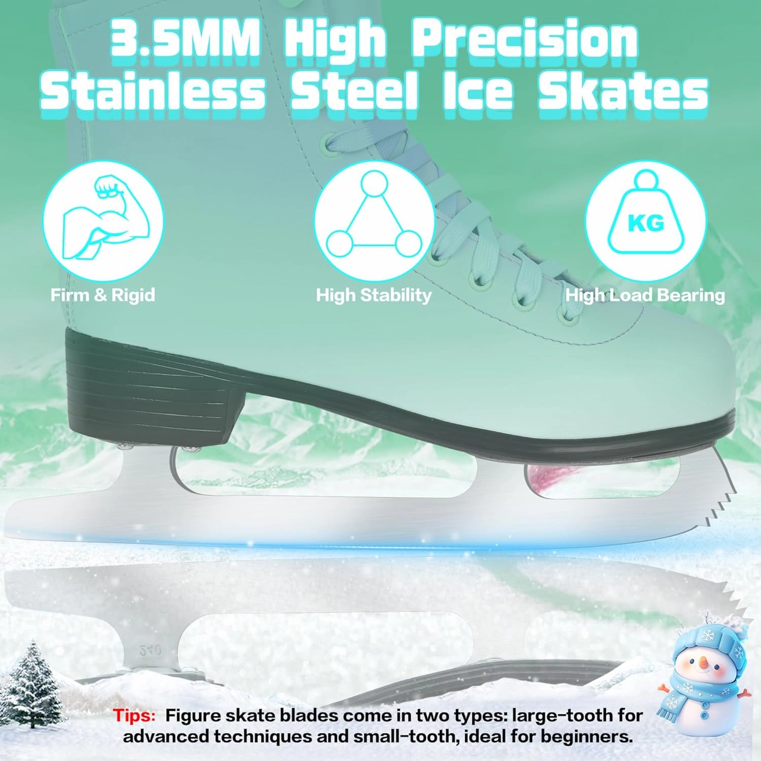 Figure Skates for Women and Men Classic Ice Skates Indoor Outdoor Lace-Up Fun Ice Skate Shoes for Kids Adult