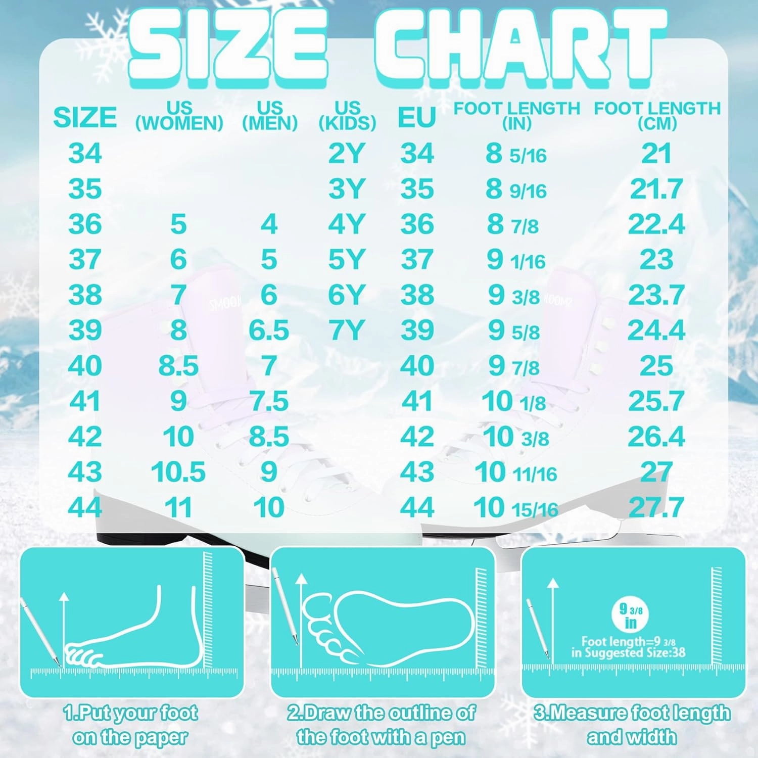 Figure Skates for Women and Men Classic Ice Skates Indoor Outdoor Lace-Up Fun Ice Skate Shoes for Kids Adult